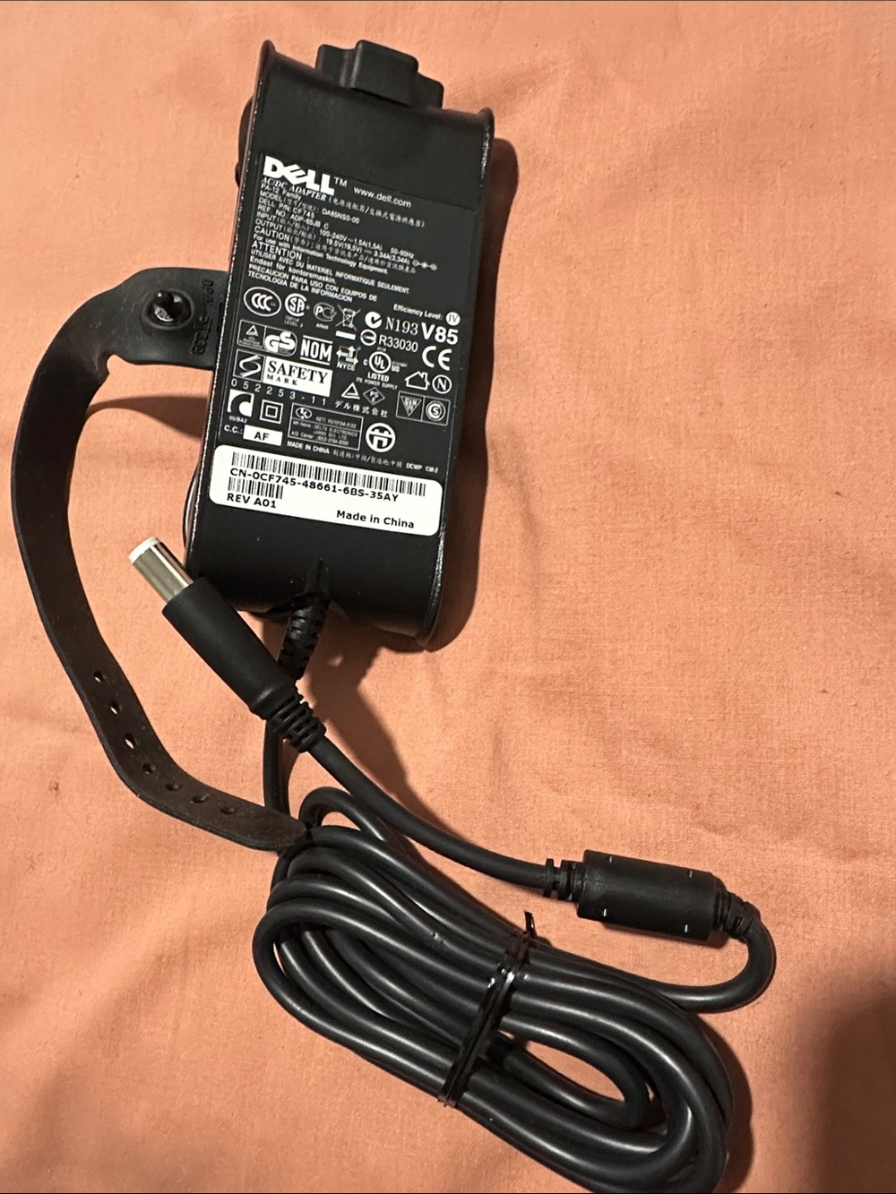 Dell Black Power Adapter with Barrel Connector - Slim Travel Version
